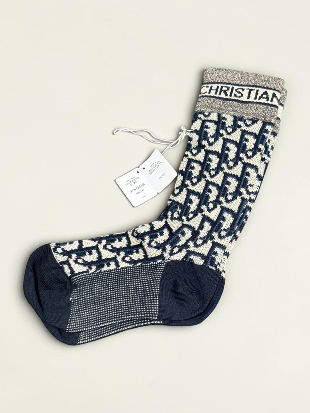 Dior Oblique Socks Blue Ecru XS NWT made in Italya